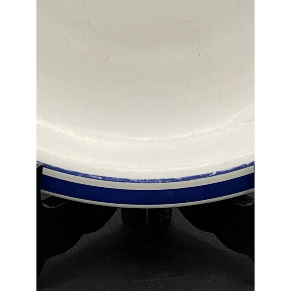 Culinary Arts Cafeware Dinner Plate Porcelain White With Blue Bands #3 - Picture 4 of 4